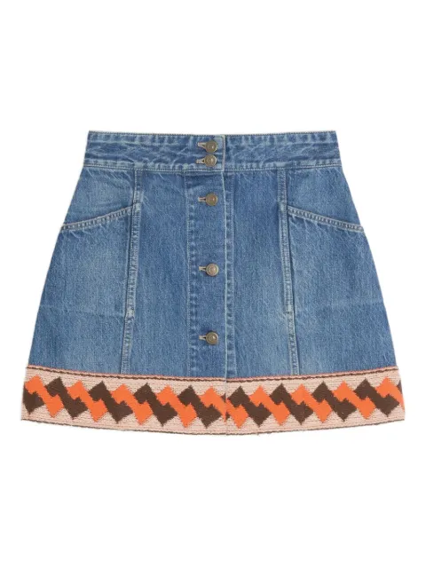 Valentino Garavani jacquard-trim denim mini skirt