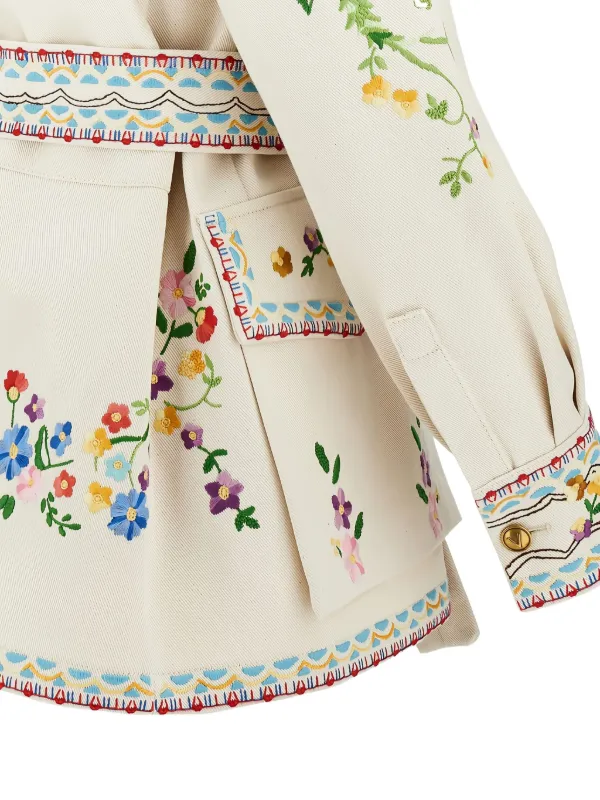 Valentino Garavani Embroidered Denim Jacket | White | FARFETCH