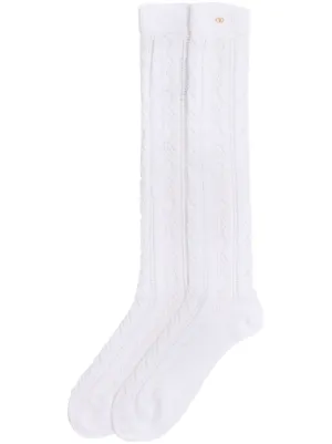 【関税込み】VALENTINO Socks Valentino Garavani: White Perforated Cotton VLogo Socks | SSENSE