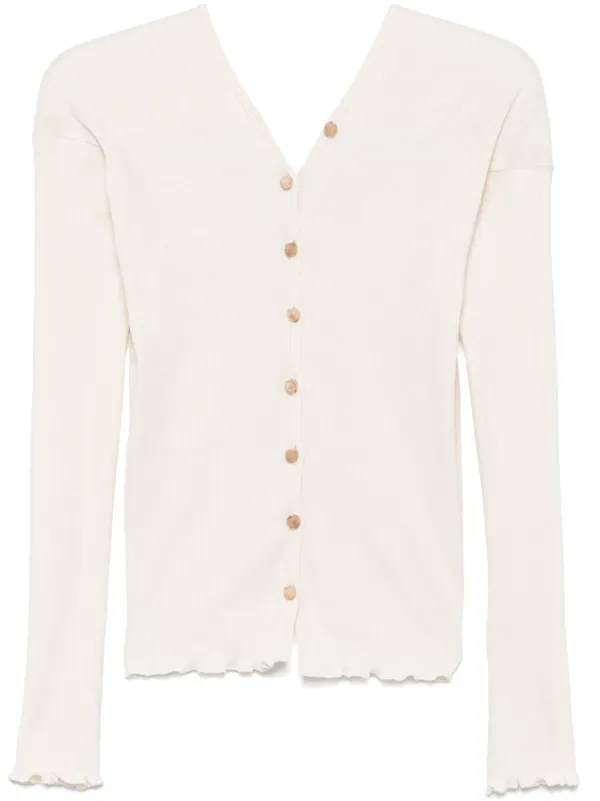 トップス baserange tav cardigan Tav Cardigan in Grey Melange | Recycled cotton rib | en
