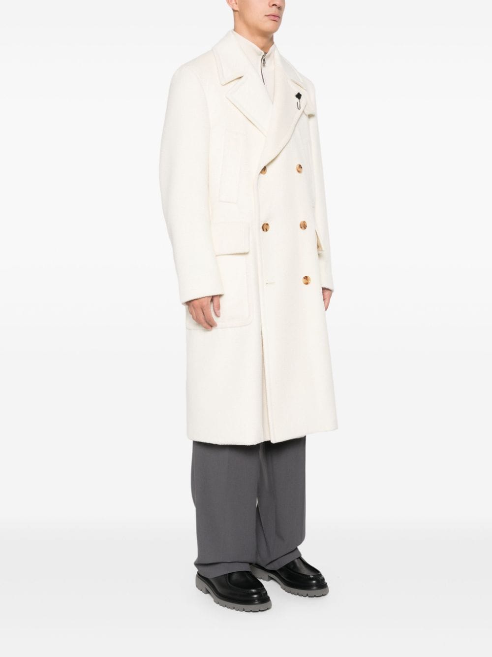 Shop Lardini Double-breasted Coat In Weiss