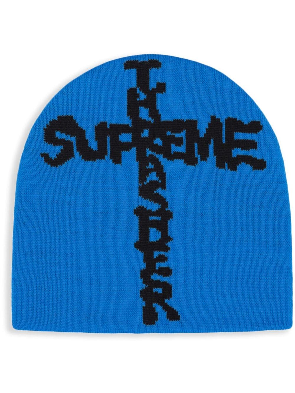 x Thrasher logo-intarsia "Blue" beanie