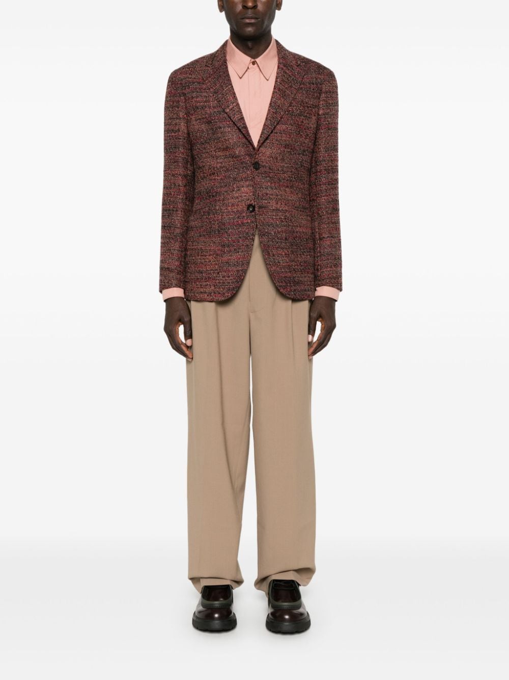 Shop Etro Tweed Blazer In Brown