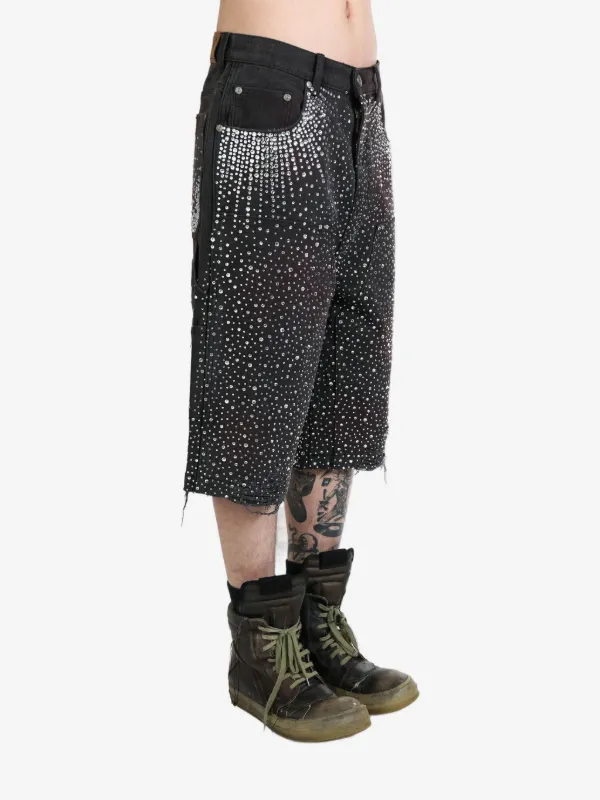 BIRTH OF ROYAL CHILD crystal-embellished washed-denim Shorts BIRTH OF ROYAL CHILD crystal-embellished washed-denim Shorts