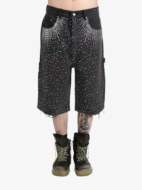BIRTH OF ROYAL CHILD crystal-embellished washed-denim shorts