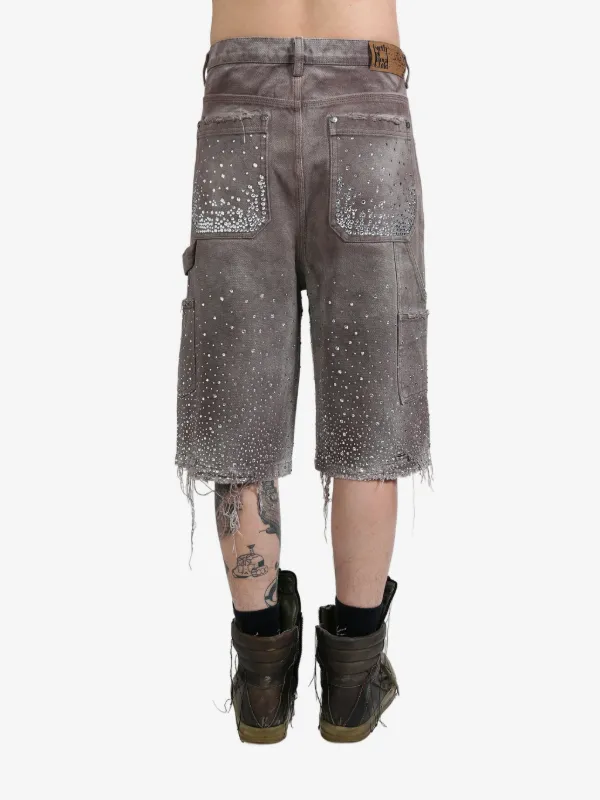 BIRTH OF ROYAL CHILD crystal-embellished washed-denim Shorts