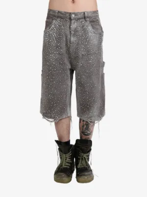 BIRTH OF ROYAL CHILD crystal-embellished washed-denim Shorts