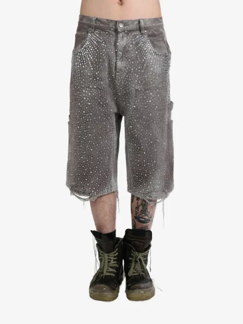 BIRTH OF ROYAL CHILD crystal-embellished washed-denim shorts
