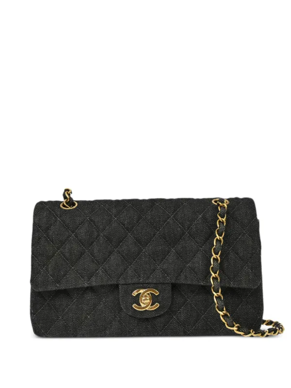 CHANEL Pre-Owned 1997-1999 Medium Double Flap Shoulder Bag | Black