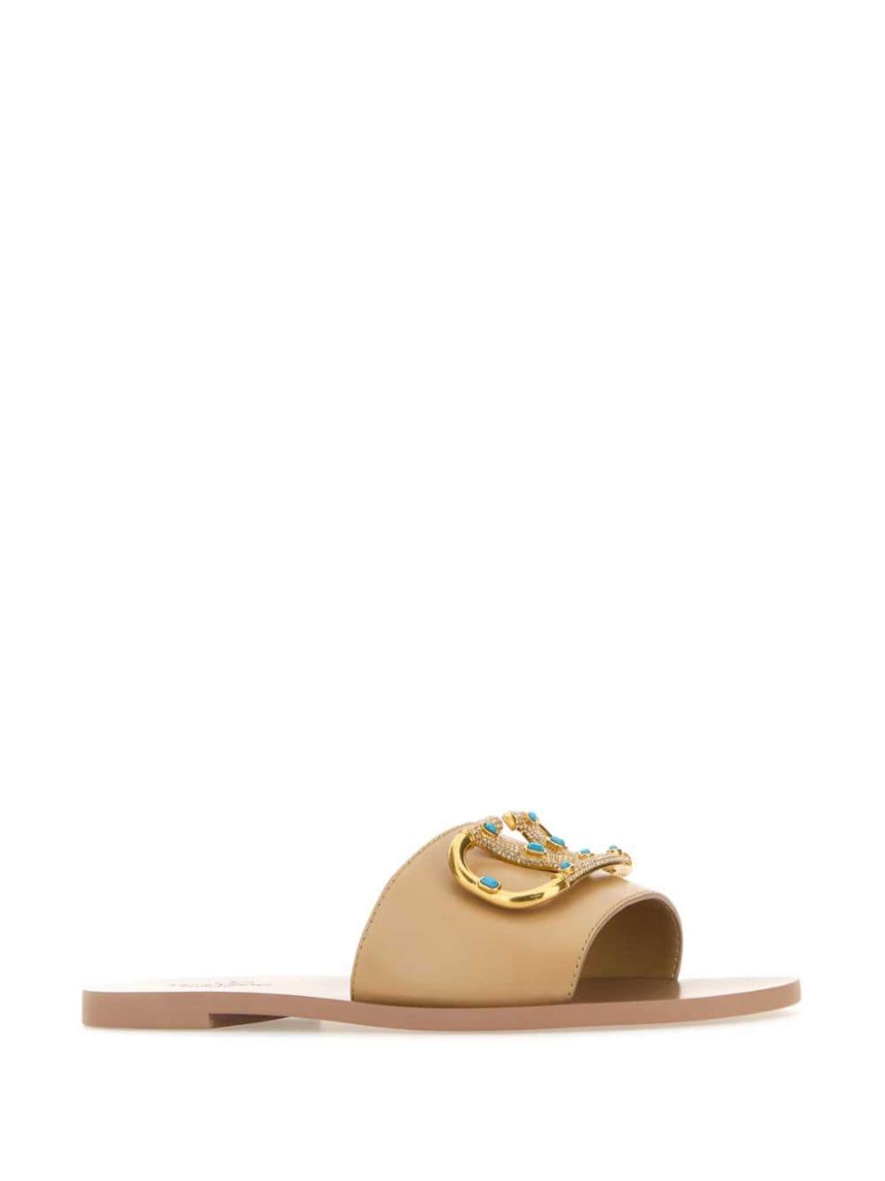 Valentino Garavani VLogo leren slippers - Beige