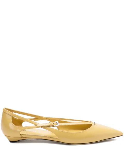 Prada brushed-leather cut-out ballerina shoes