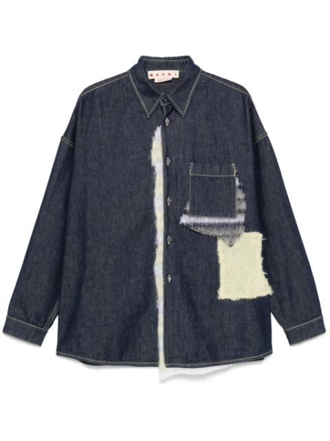 Marni knitted-patchwork shirt Men