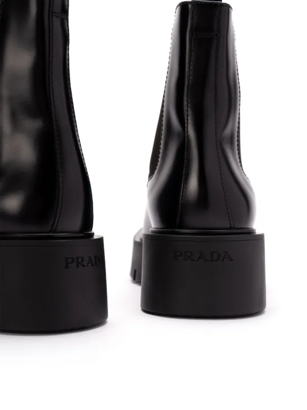 Prada レザー チェルシーブーツ | ブラック | FARFETCH JP