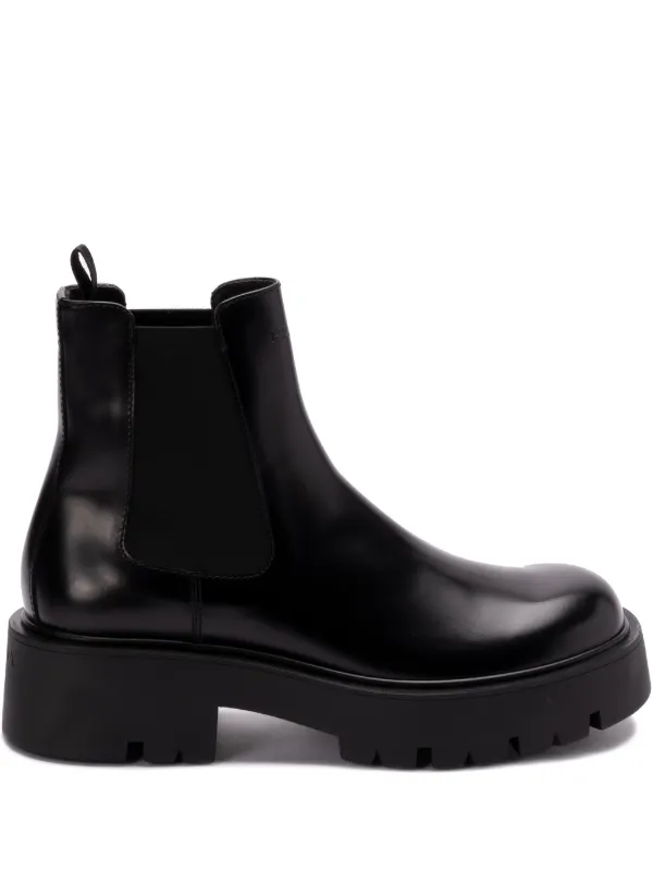 PRADA ブラック チェルシーブーツ 中古・古着通販】PRADA (プラダ) モノリス チェルシーブーツ