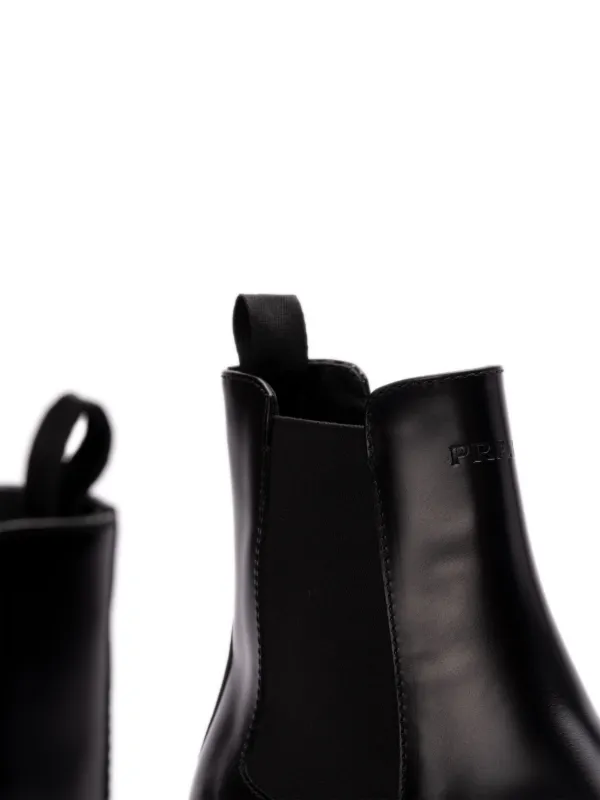 Prada レザー チェルシーブーツ | ブラック | FARFETCH JP