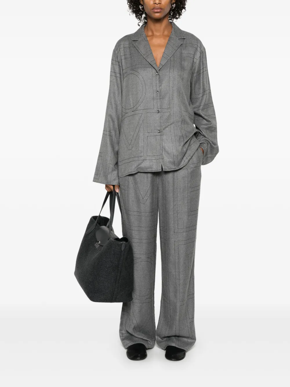 TOTEME Flanellen broek met monogram - Grijs