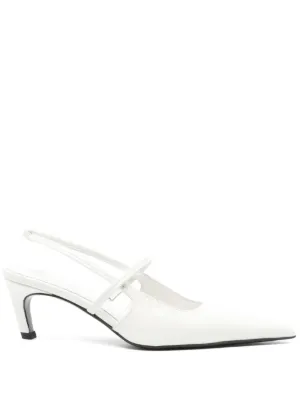 Prada レザースリングバックパンプス | ホワイト | FARFETCH JP