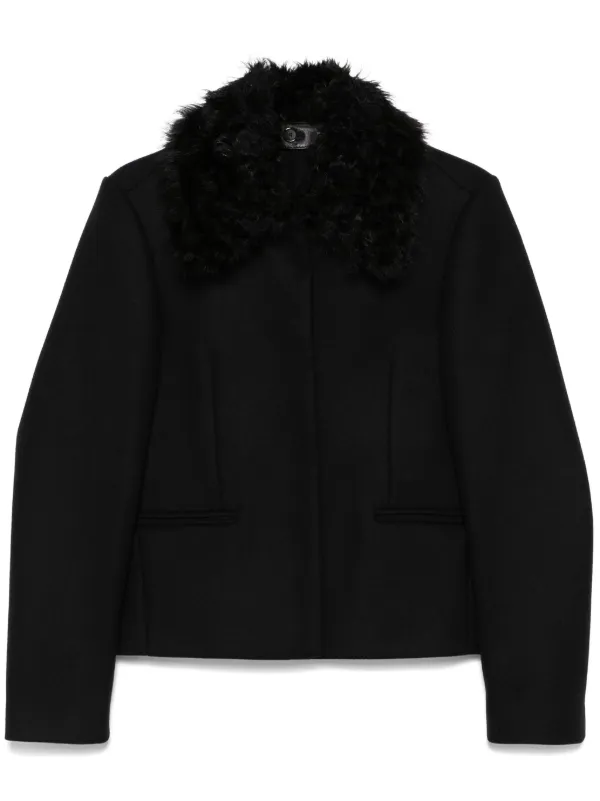 TOTEME shearling-collar Jacket Black FARFETCH IN