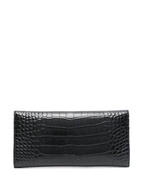 Tシャツ・カットソー DAKS Black solid crocodile leather medium wallet DBWA5F712BK TOTEME T-lock crocodile-embossed Wallet | Black | FARFETCH