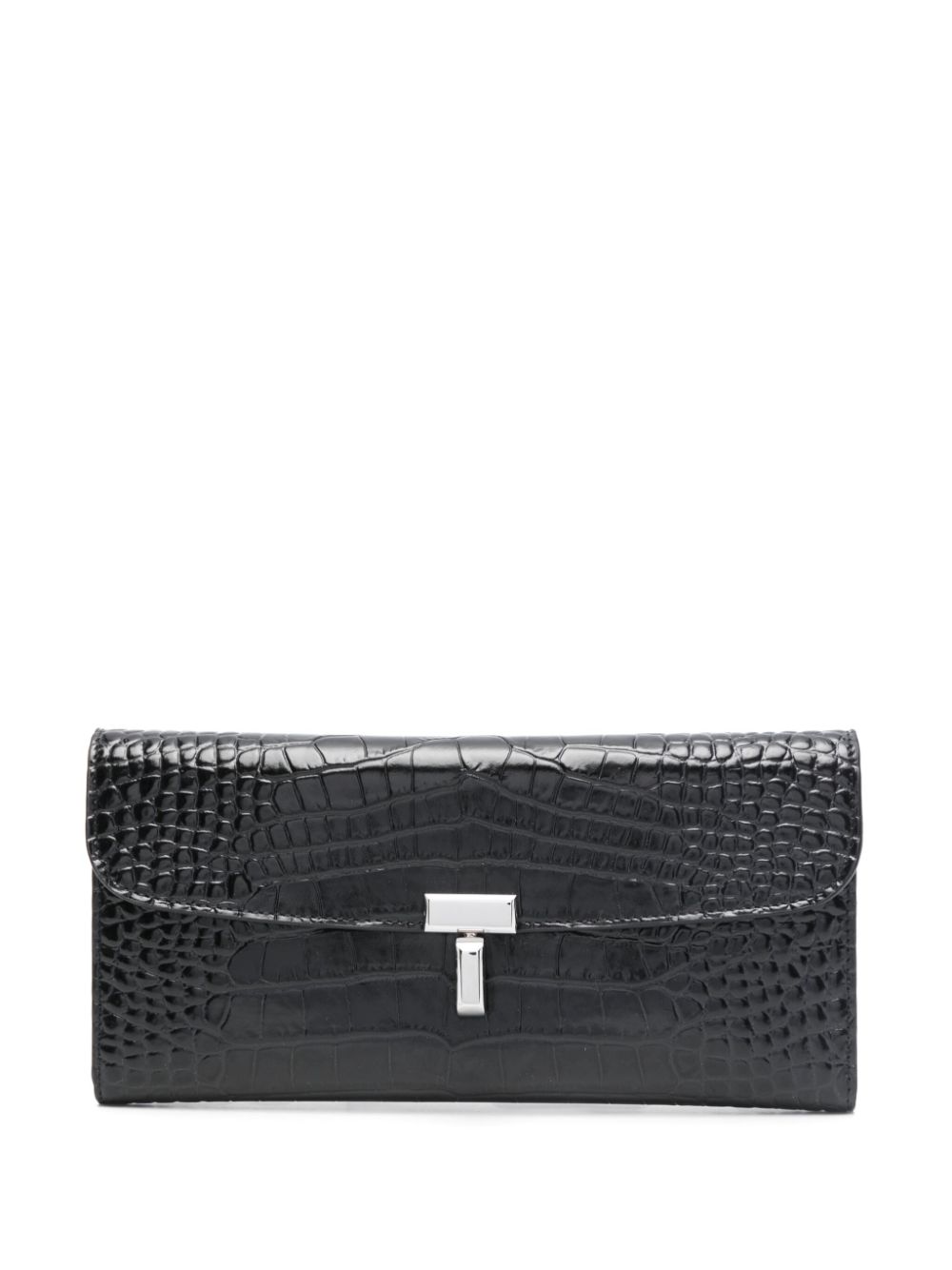 T-lock crocodile-embossed wallet