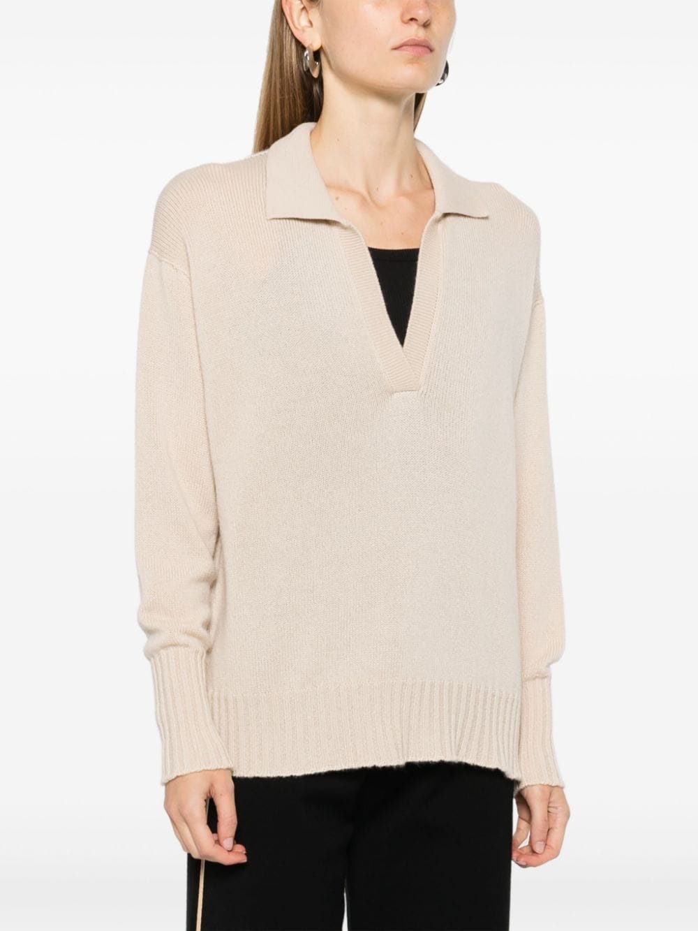 Shop Drumohr Cashmere Polo Top In Nude