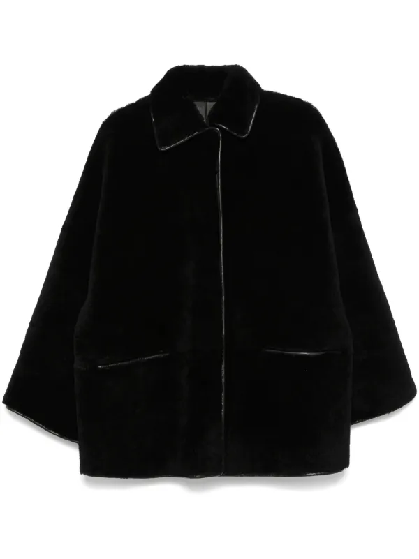 送料込/関税込■toteme■ジップ付きテディシアリングコート TOTEME シアリングジャケット | ブラック | FARFETCH JP