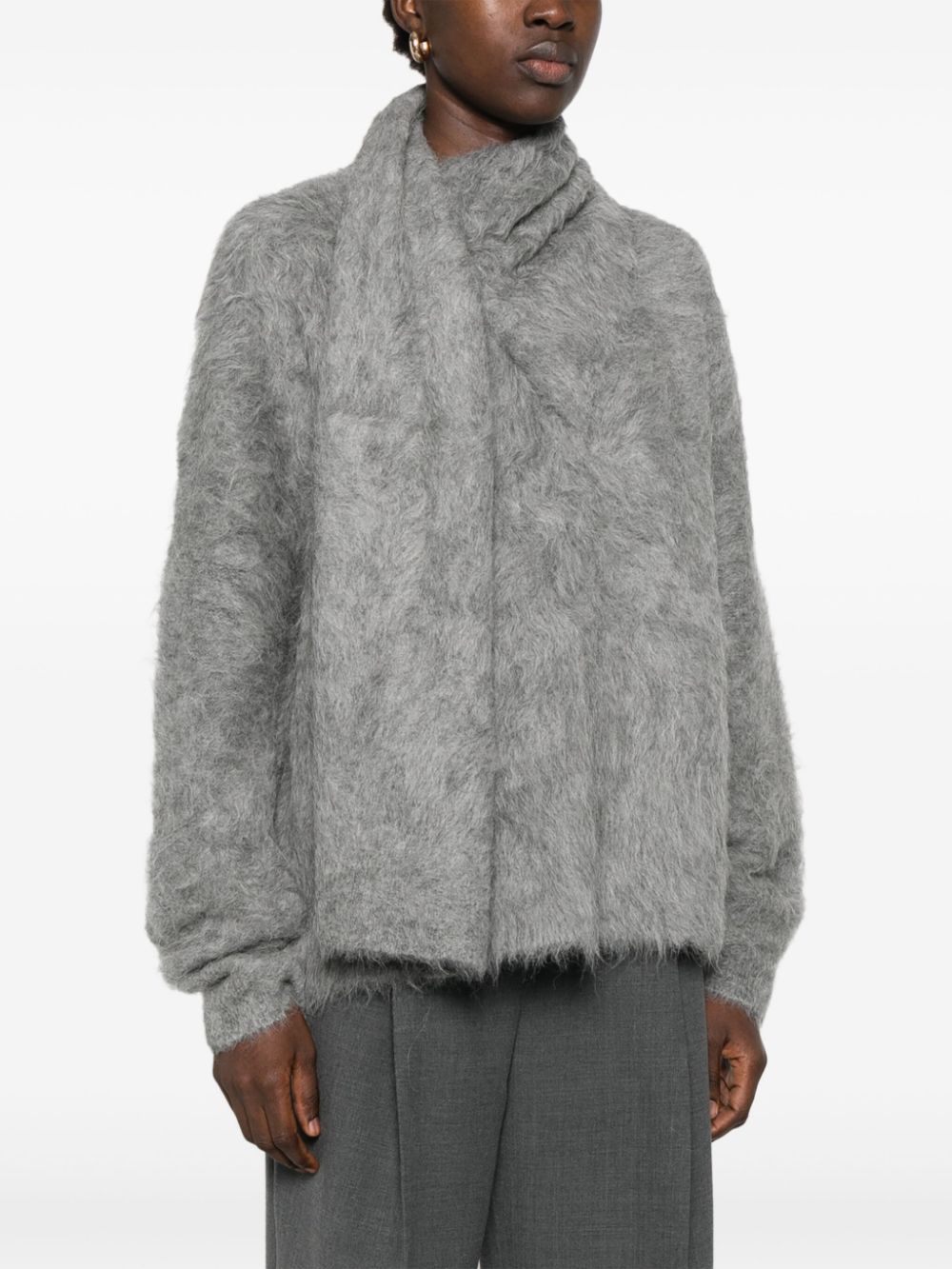 Shop Totême Draped-scarf Sweater In Grau