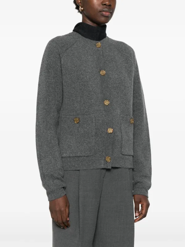 TOTEME hammered-buttons Cardigan | Grey | FARFETCH