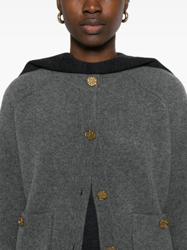 TOTEME hammered-buttons Cardigan | Grey | FARFETCH