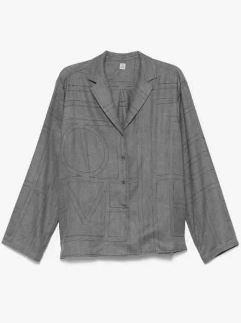 TOTEME monogram flannel pj top smoke melange