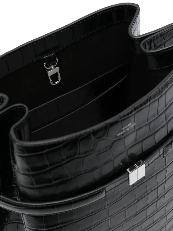 TOTEME croc-embossed Belted Bucket Bag | Black | FARFETCH