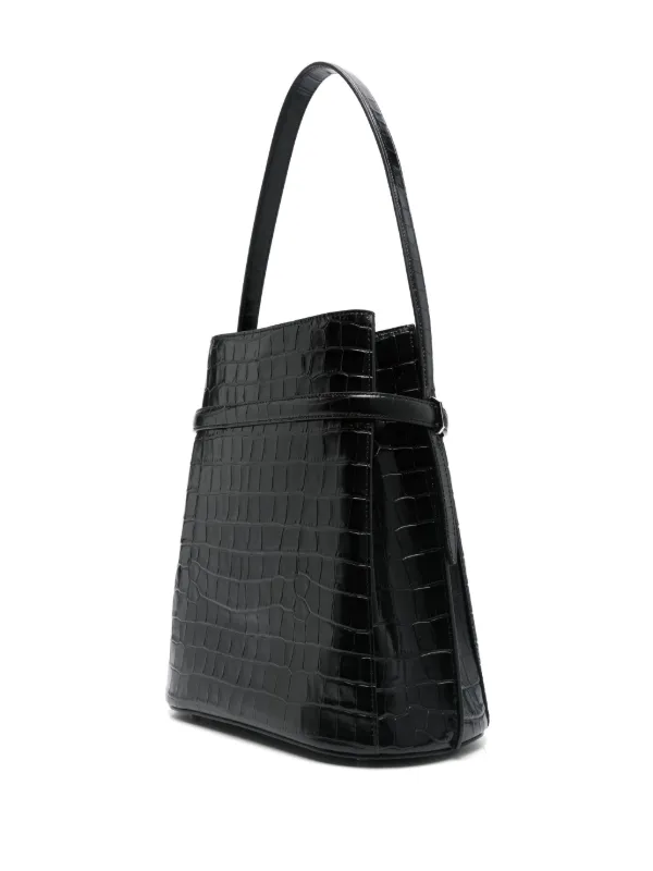TOTEME croc-embossed Belted Bucket Bag | Black | FARFETCH
