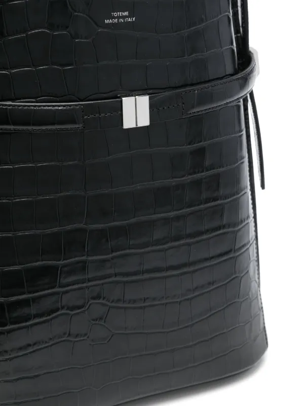 TOTEME croc-embossed Belted Bucket Bag | Black | FARFETCH