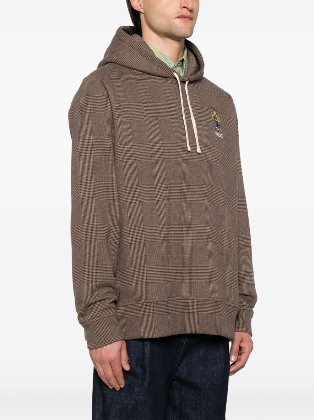 Shop Polo Ralph Lauren Checked Hoodie In Brown