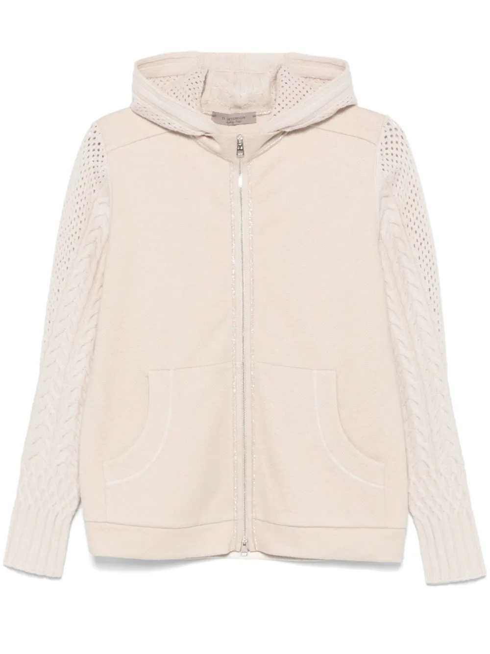 D.Exterior Hoodie met gebreid vlak Beige