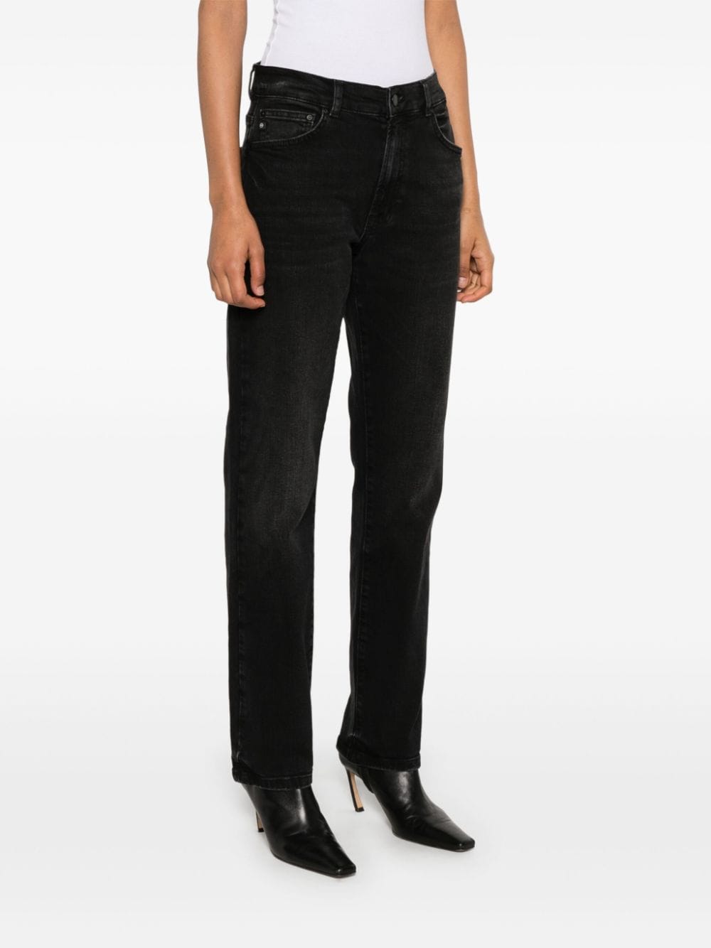 Shop Ag Lanzarote Straight-leg Jeans In Black