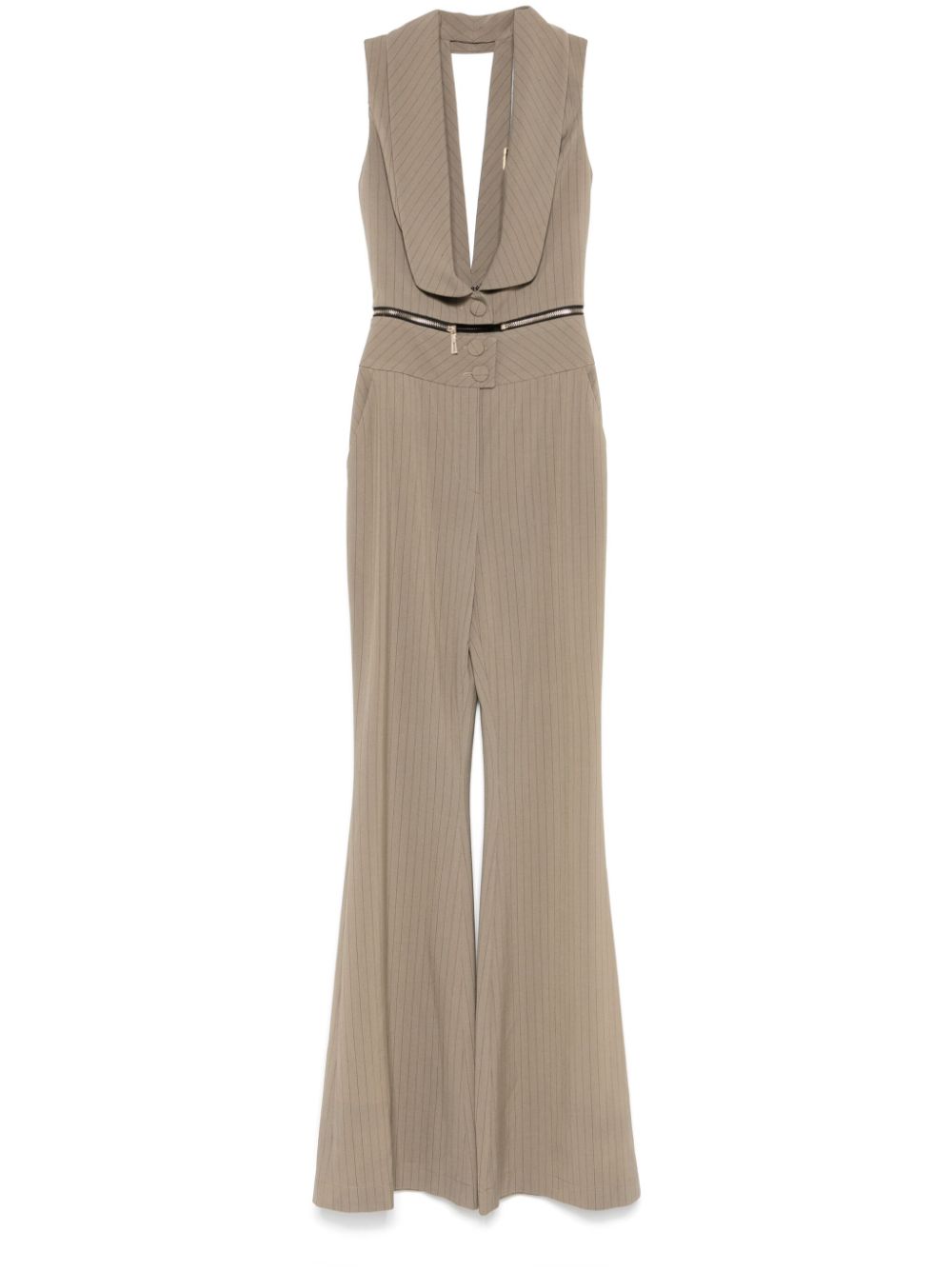 Shop Mitiliane Couture Striped Zipped Jumpsuit In Green