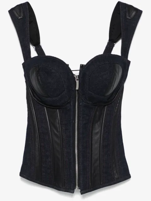 MITILIANE COUTURE leather-inserts denim corset