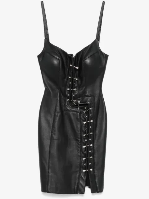 MITILIANE COUTURE 피어싱 장식 가죽 미니 드레스