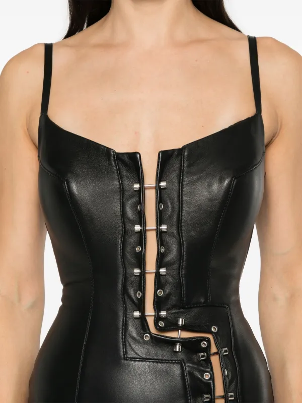 Mitiliane Couture Piercing-embellished Leather Mini Dress - Black