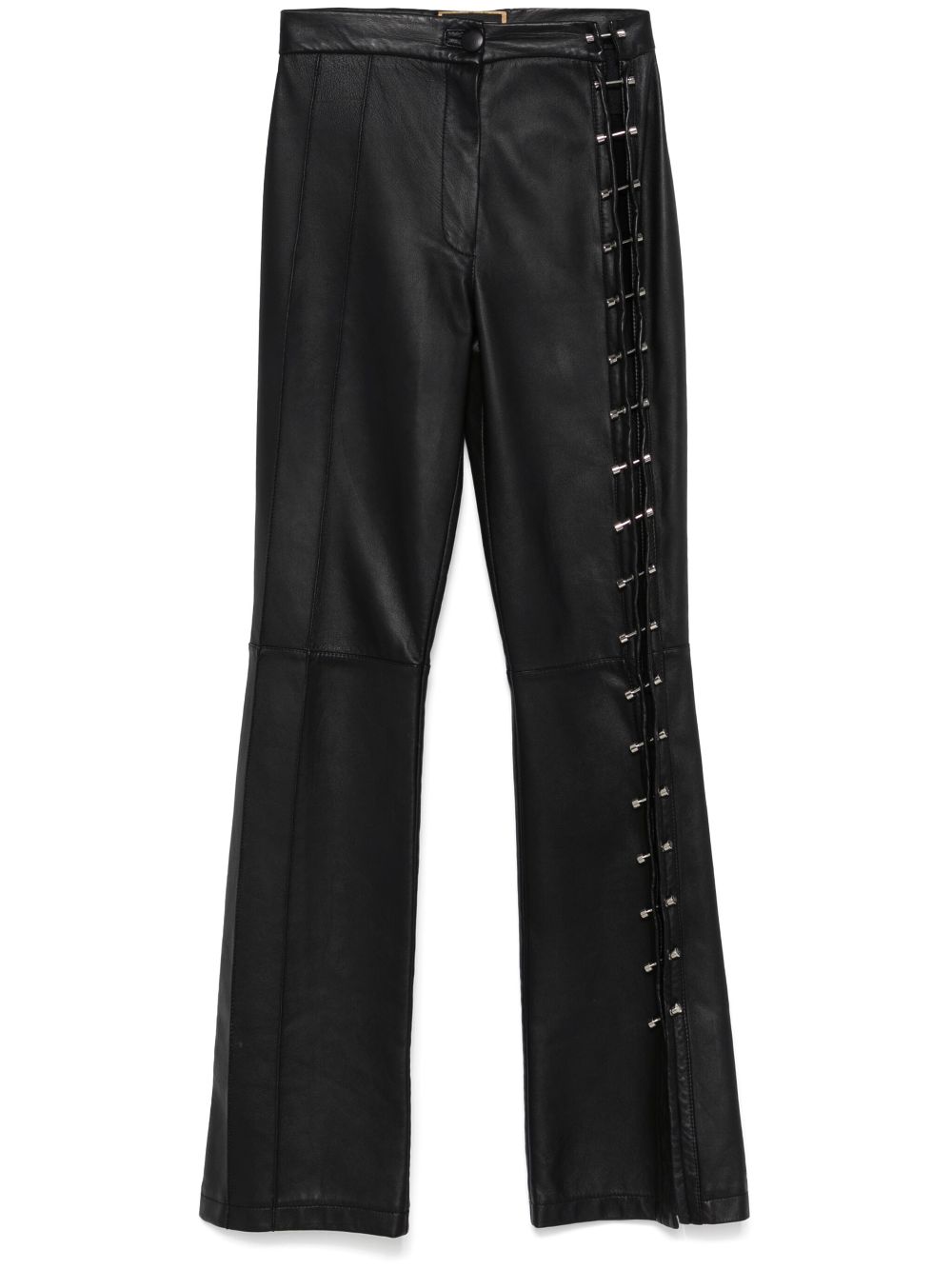 piercing-detail leather trousers