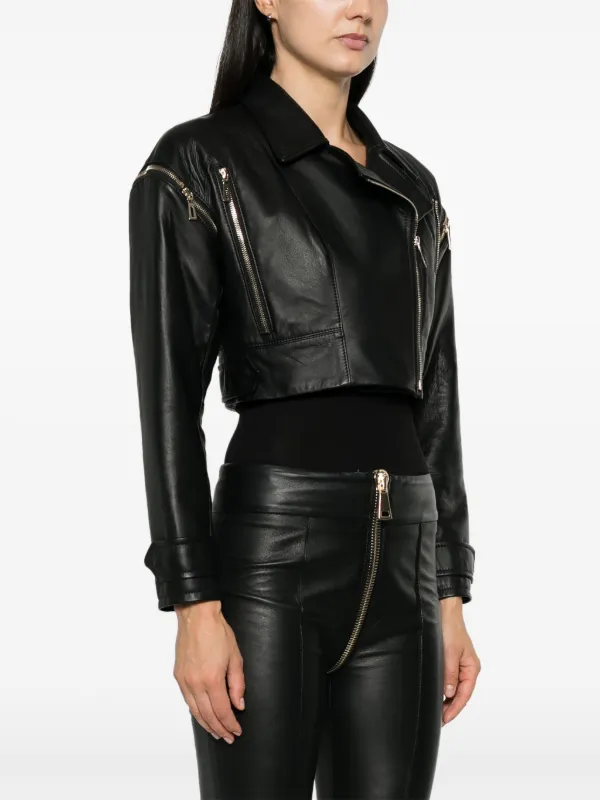 MITILIANE COUTURE detachable-sleeves Leather Jacket | Black
