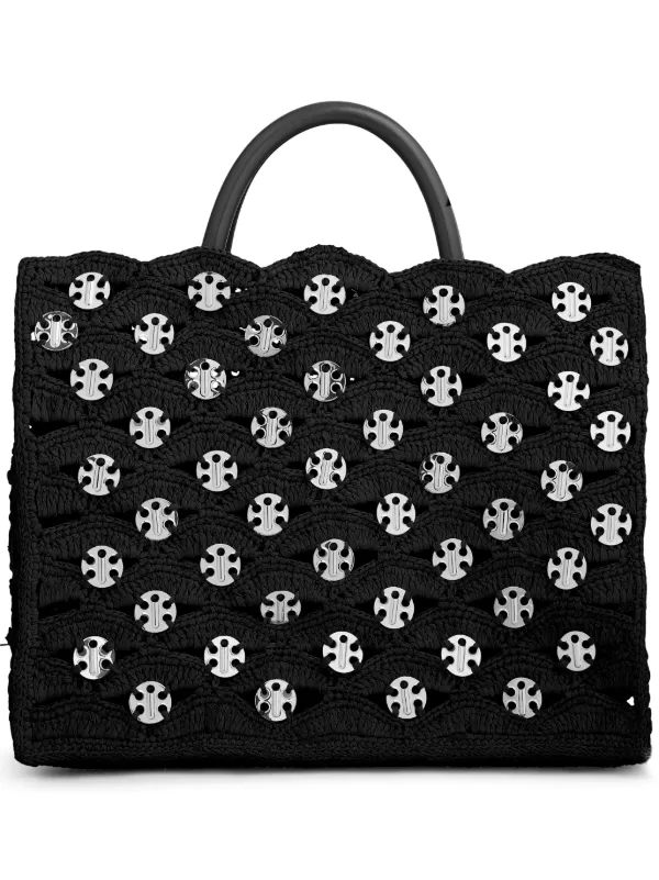 Rabanne Woven Tote Bag in Black