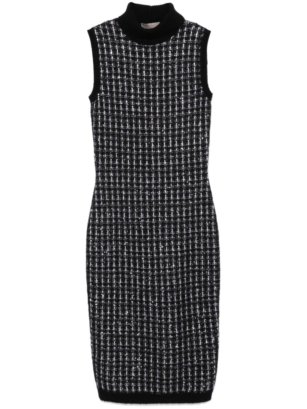 D.Exterior checked sequined midi dress - Black