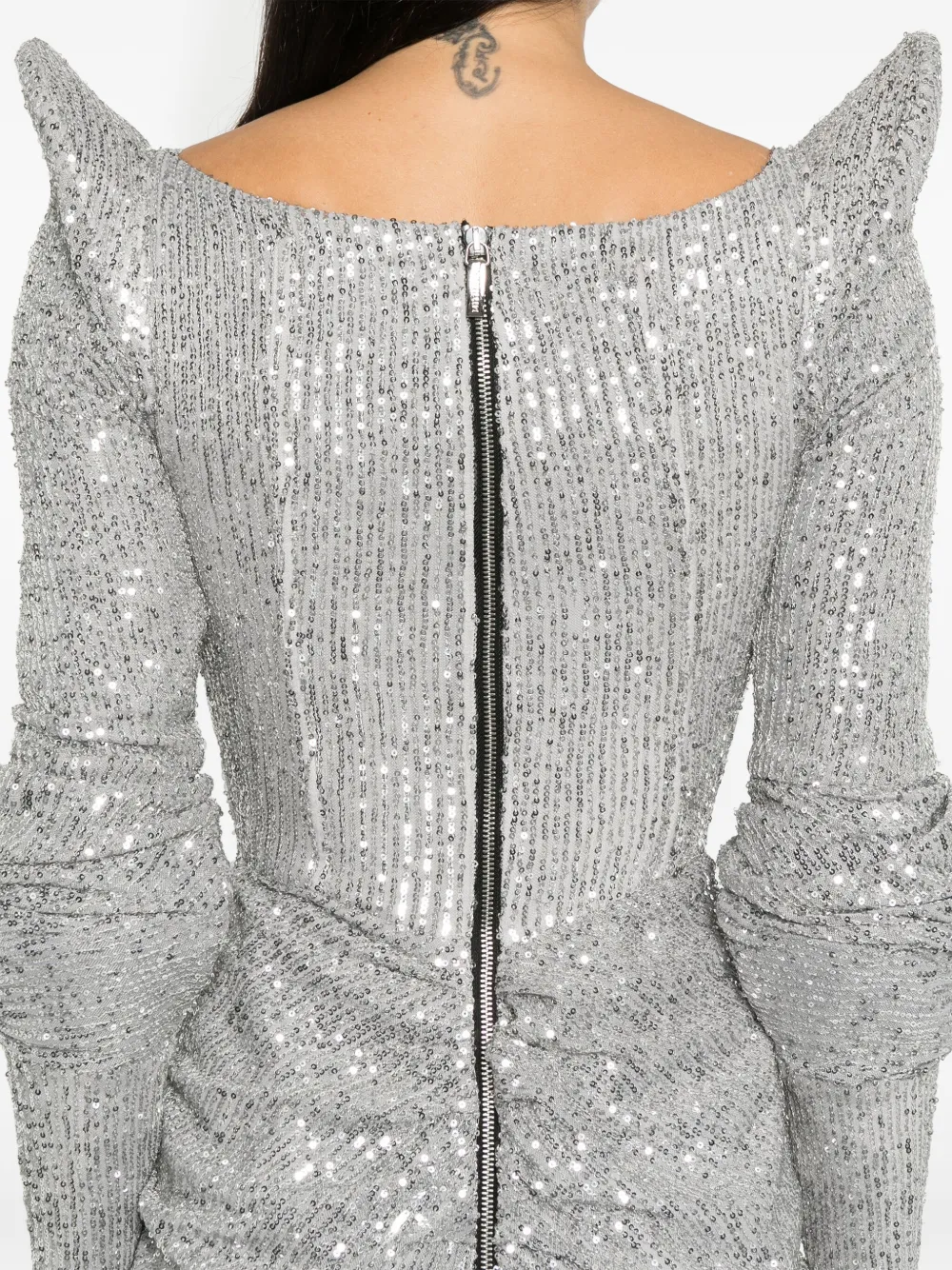 Mitiliane Couture Sequinned Gown In Grey