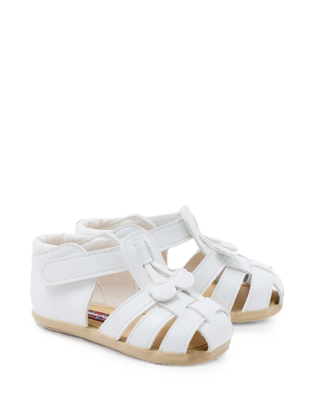 Miki House cherry-patch touch-strap sandals - Bianco