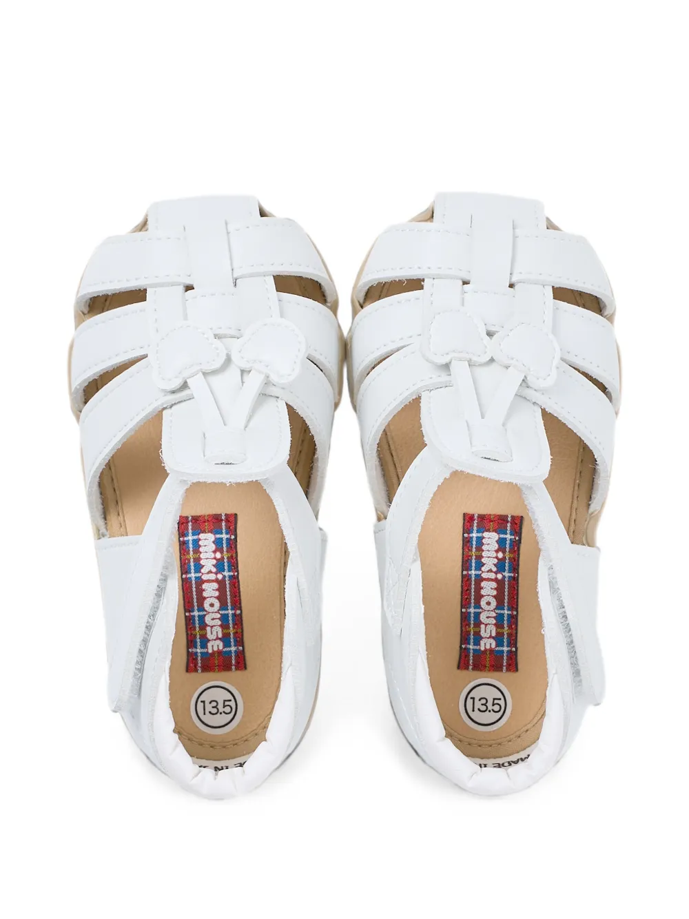 Miki House cherry-patch touch-strap sandals Wit