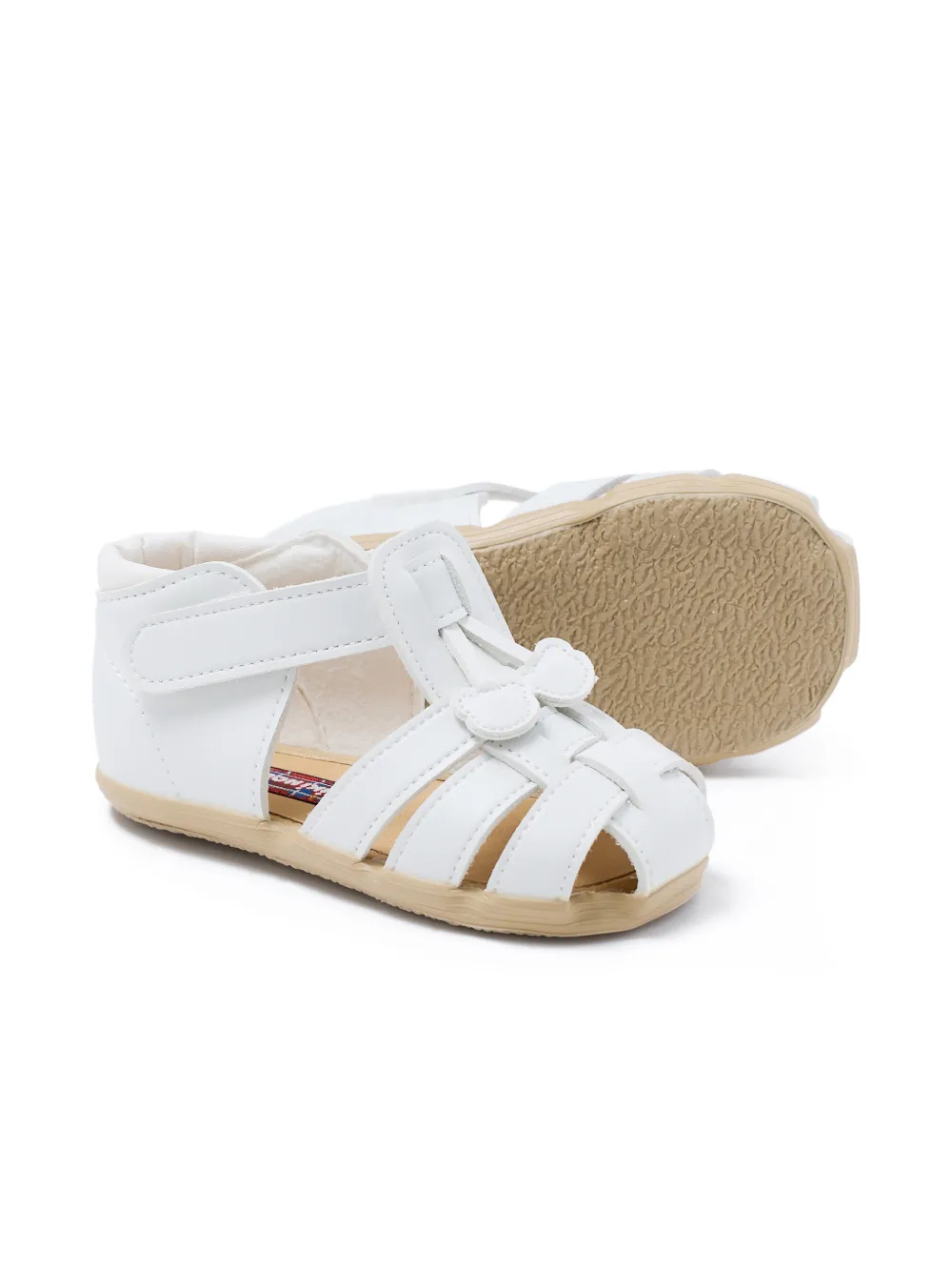 Miki House cherry-patch touch-strap sandals Wit