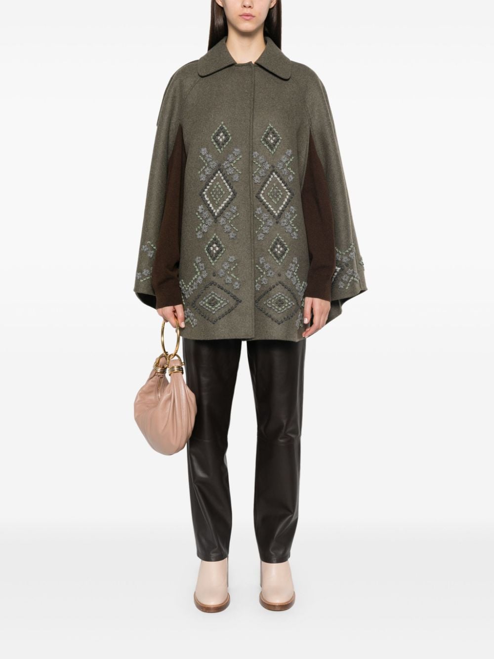 Shop Ermanno Scervino Embroidered Cape In Green