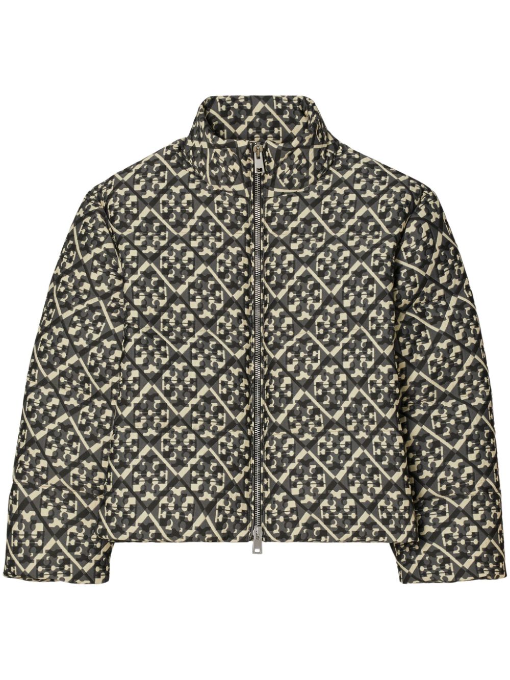 monogram-pattern down jacket